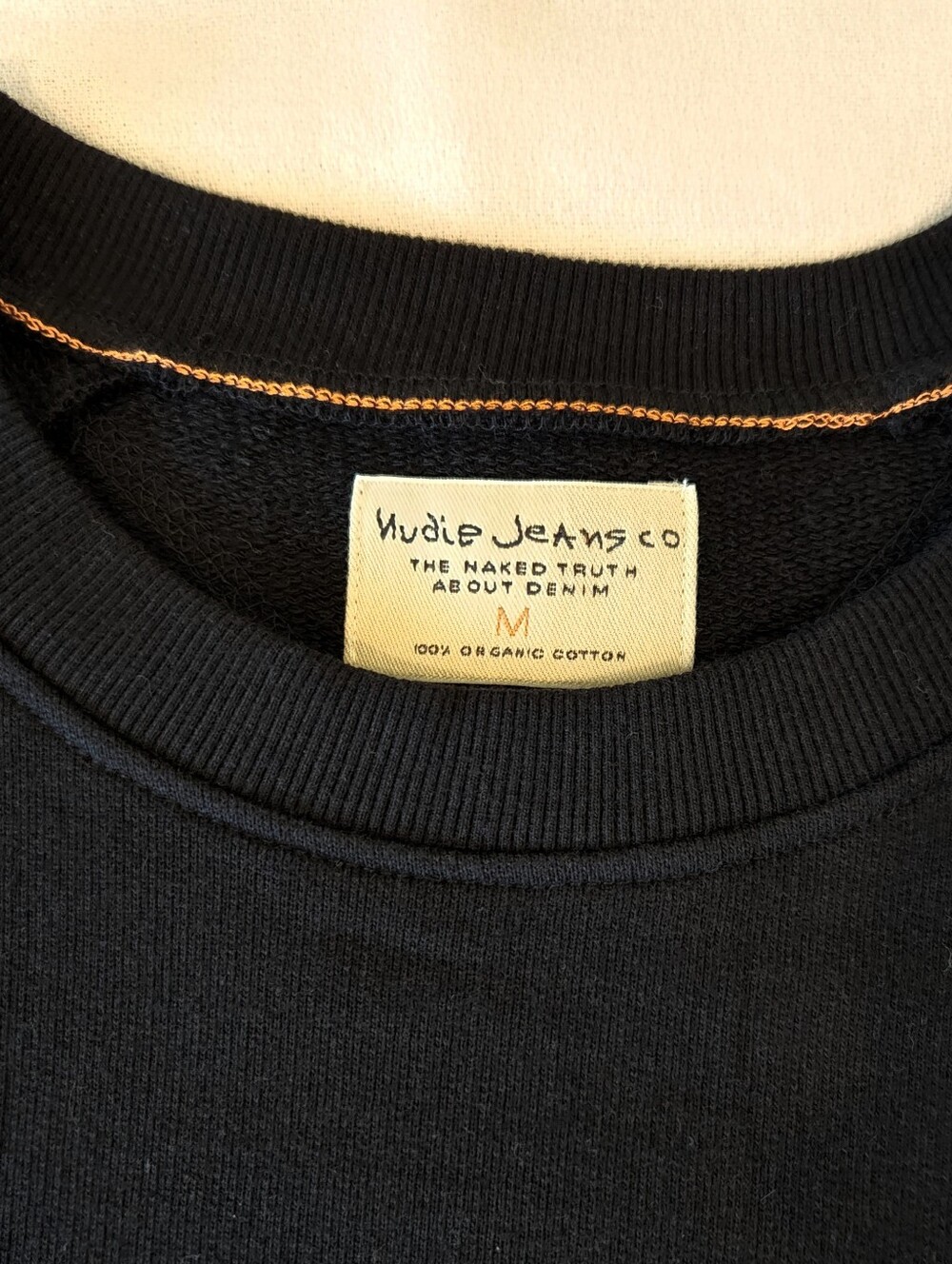 Nudie Jeans Co Samuel Logo Sweatshirt Organic Cotton Size Medium Black Crewneck - Picture 2 of 5